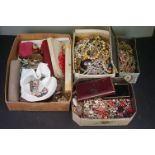 A large collection of mainly vintage costume jewellery to include necklaces, bracelets and