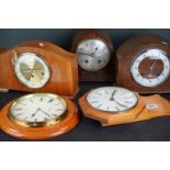 Three wooden cased chiming mantle clocks to include a Bentima 8 day example together with two pine