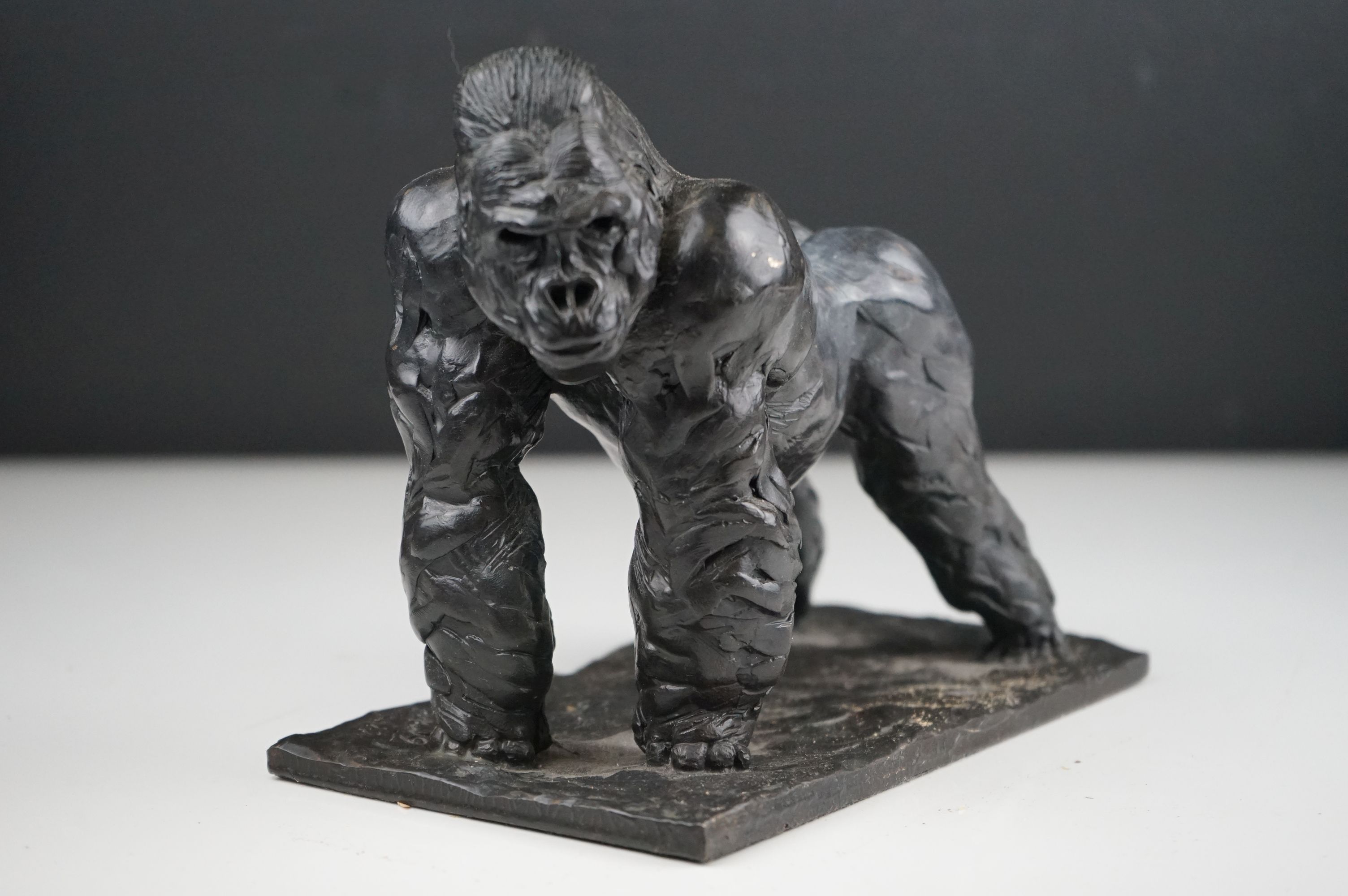 Bronze figure of a male gorilla, 21 cm long x 12 depth x 12 cm tall, signed and number 9/12 signed
