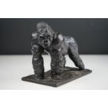Bronze figure of a male gorilla, 21 cm long x 12 depth x 12 cm tall, signed and number 9/12 signed