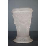 19th Century Lalique style opaque glass vase decorated with hops with registration diamond to base