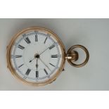 Gents 9ct gold pocket watch with white dial and Roman numerals