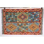 Hand Knotted Woolen Chobi Kilim Rug, 120cms x 81cms