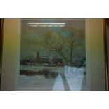 Michael Barnfather limited edition print Rural winter scene with church 324/650 signed in pencil