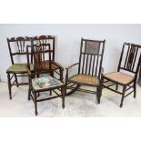Two Pairs of Early 20th century Chairs plus a Rocking Chair