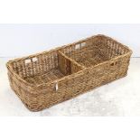 Large Two Section Wicker Basket, 102cms long x 26cms high