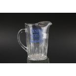 Early to Mid 20th century Advertising Glass Water Jug ' Senior Service Satisfy ', 17cms high