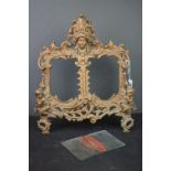 Large antique brass double picture frame with Rococo style decoration, reg no. 444517