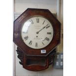 19th century Rosewood Wall Clock with single fusee movement maker Bauble Drury Lane London.