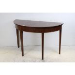 Early 19th century Mahogany Demi-lune Side Table raised on square tapering legs, 112cms long x 72cms