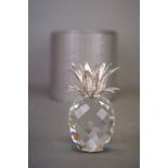 Swarovski Crystal pineapple candleholder 7600/136 rhodium with hammered leaves, in original box
