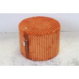 Missoni Home Furniture Circular Pouffe / Stool upholstered in Orange Fabric, 41cms diameter