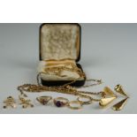 A collection of mainly 18ct gold ladies jewellery to include rings, earrings, necklaces and pendant.