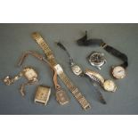 A small collection of vintage watches to include a 18ct gold cased example.
