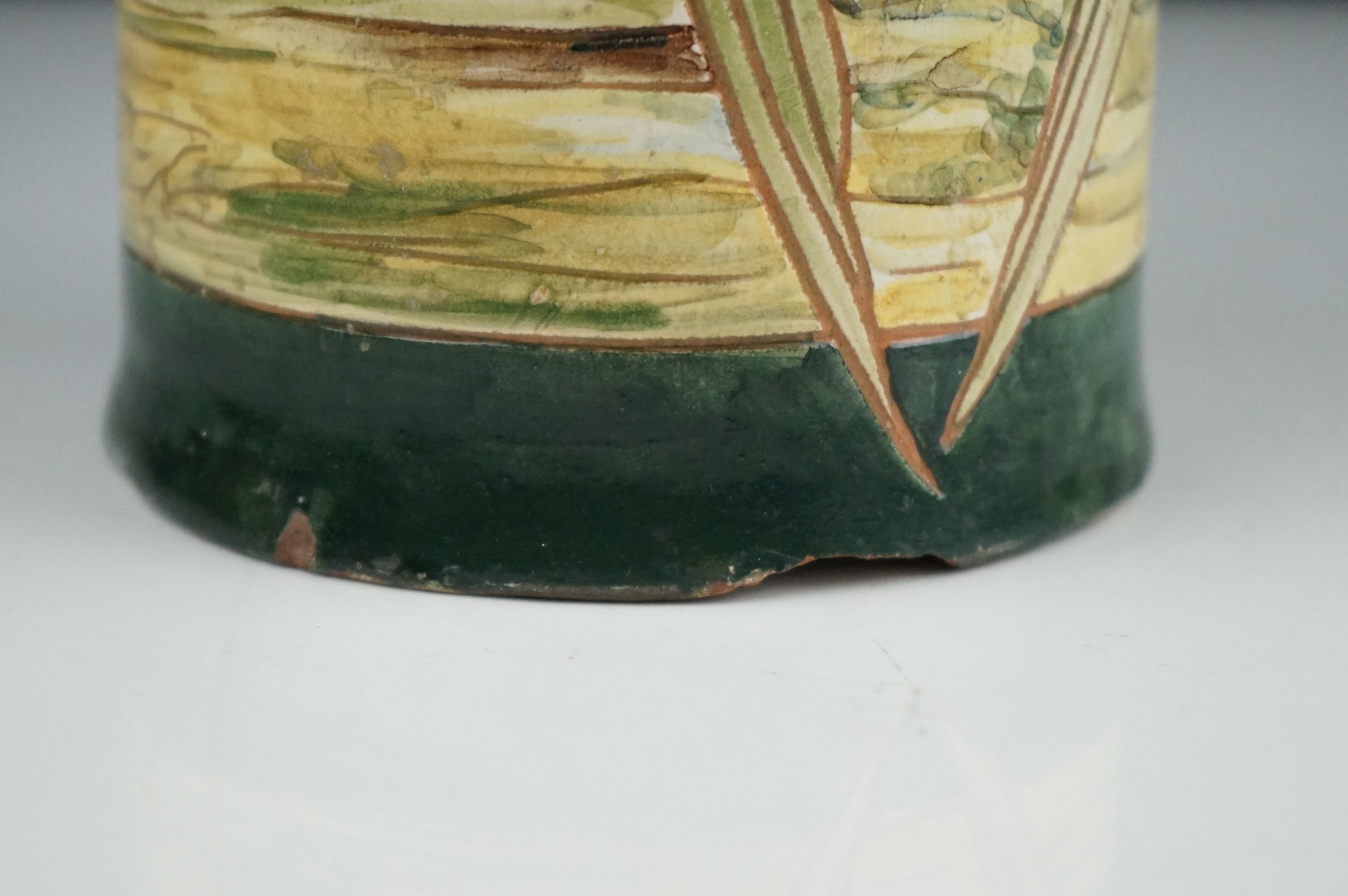 A large Art Nouveau Della Robbia Pottery Cylindrical vase decorated with Angels by Cassandia Anni - Image 6 of 9