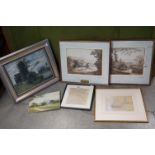 Bourne two early Victorian pencil Drawings, rural scenes Forest Row Sussex and Brambletye Sussex