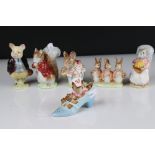 Six Early Beswick Beatrix Potter figures with gold oval back stamps to include The Old Women Who
