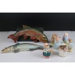 A collection of six Beatrix Potter figures to include Pigling Bland, Tomasina Tittlemouse, Johnny