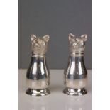 Pair of silver plated cat condiments