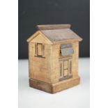 Early 20th century wooden puzzle moneybox in the form of a House.