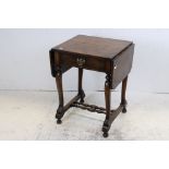 Early 20th century walnut side table in the William & Mary style, the rectangular top with drop
