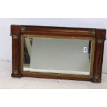 Small Early 19th century Mahogany Framed Overmantle Mirror, 43cms x 74cms