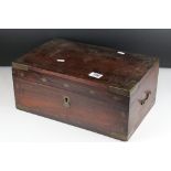 Anglo Indian hardwood brass inlaid stationary box with fitted interior.