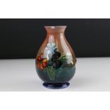 Moorcroft Baluster Shaped Vase in the Anemone pattern, 15 cm in height.