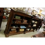 Large 19th century Mahogany Open Library Bookcase, in three section, each flanked by turned column