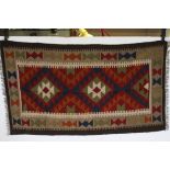 Hand Knotted Woolen Maimana Kilim Rug, 140cms x 79cms