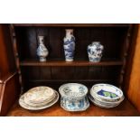 A collection of mainly Chinese ceramics to include blue & white & family rose, comprising of