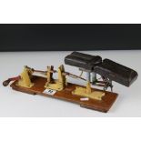 Vintage apprentice piece or sales working model of an adjustable Dentist or Masseurs couch.