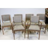 Set of Six Mid 20th century Gordon Russell Teak Dining Chairs with upholstered seats and backs (