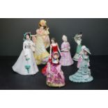 Collection of Eight Figurines including Three Royal Doulton ( Primrose, Julia, Tootles ), Two