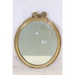 Gilt Oval Mirror (with significant damage to top right section and other areas on front of gilt