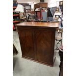 Victorian style Mahogany Cupboard, the two panel doors opening to shelves, 110cms wide x 105cms high