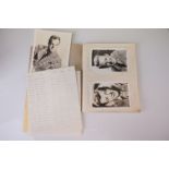 Collection of 1940s movie star photos, mostly mounted in a school exercise book, many with facsimile