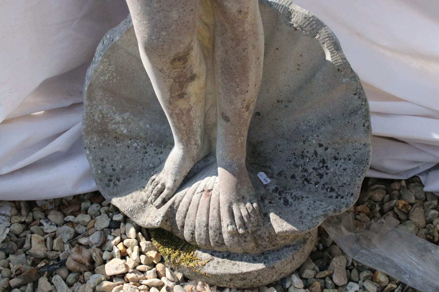A large reconstituted stone statue of Venus stood in her clam shell, stands approx 118cm in height. - Image 3 of 4