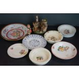 A group of mixed ceramics to include Wedgwood Beatrix Potter and Adams ware.