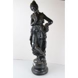 A black painted plaster figure of a Classical woman , 64 cm tall