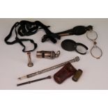 A small group of mixed collectables to include Lorgnette's, Whistle and propelling pencil.