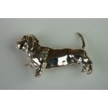 Sterling silver sausage dog brooch