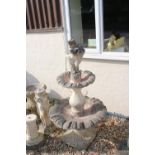 A large reconstituted stone two tier water feature, measures approx 140cm.