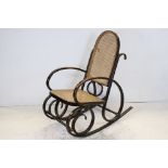 Bentwood Rocking Chair with Bergere Cane Back and Seat