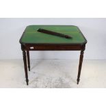 George IV simulated rosewood card table, circa 1825, in the manner of Gillows, the folding top