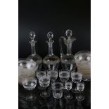 A quantity of glass ware to include glasses, decanters, bowls, etc