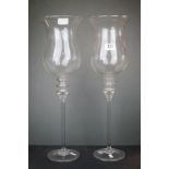 Modern Pair of Tall Glasses / Table Centre Pieces, 55cms high