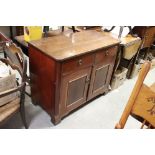 19th century Mahogany Sideboard with two drawers and two cupboard doors, raised on bracket feet,