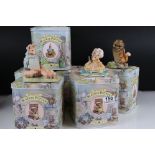 A collection of six Border Fine Arts The World Of Beatrix Potter figures in original tin boxes.