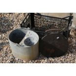 A vintage Welsh stone bake together with a galvanised bucket.